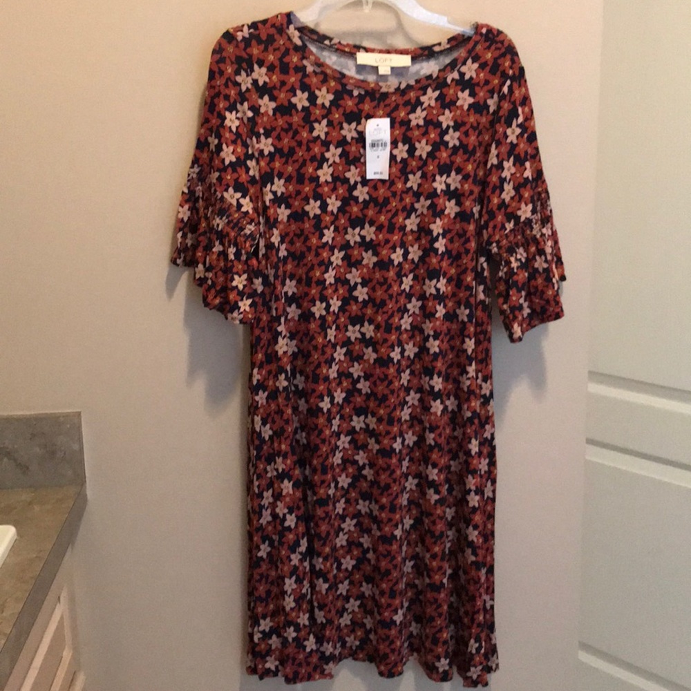 Floral short sleeve swing dress